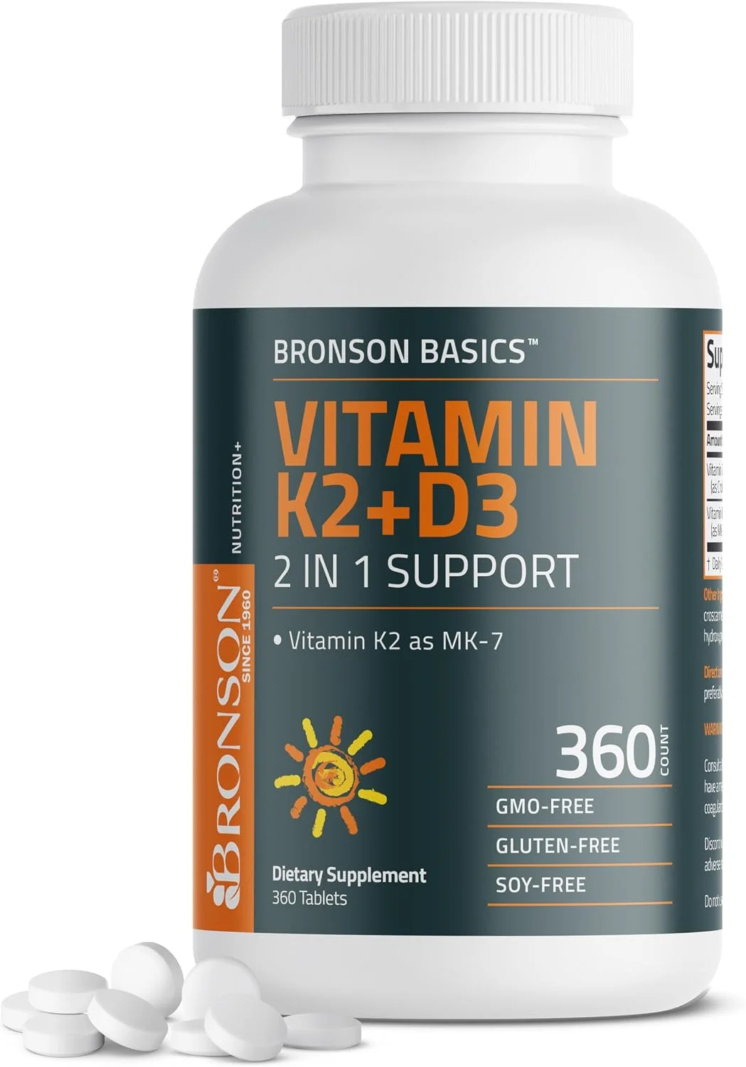 Vitamina K2 (MK-7) + D3 · 360 tabletas