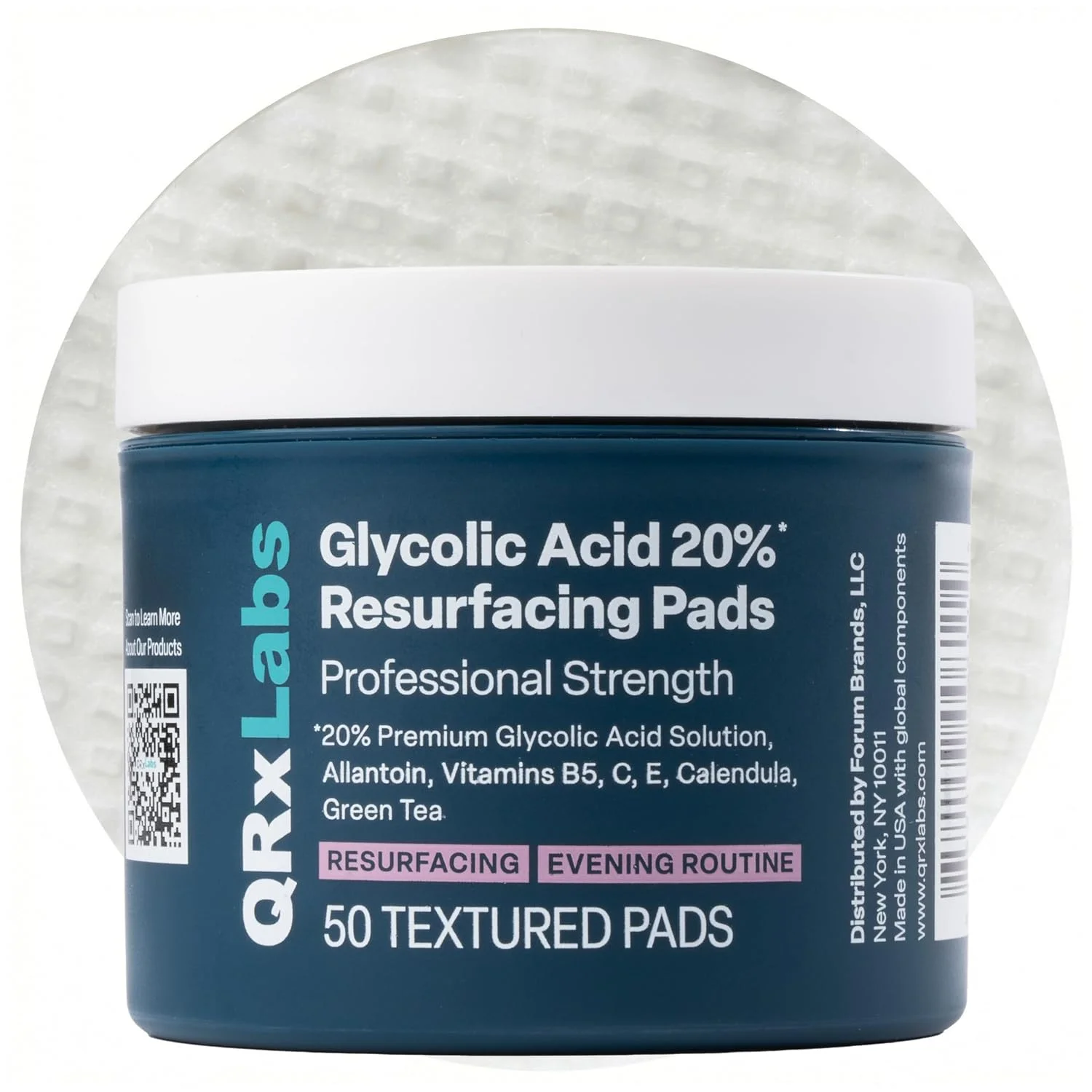 QRxLabs discos exfoliantes con ácido glicólico 20 % · 50 discos