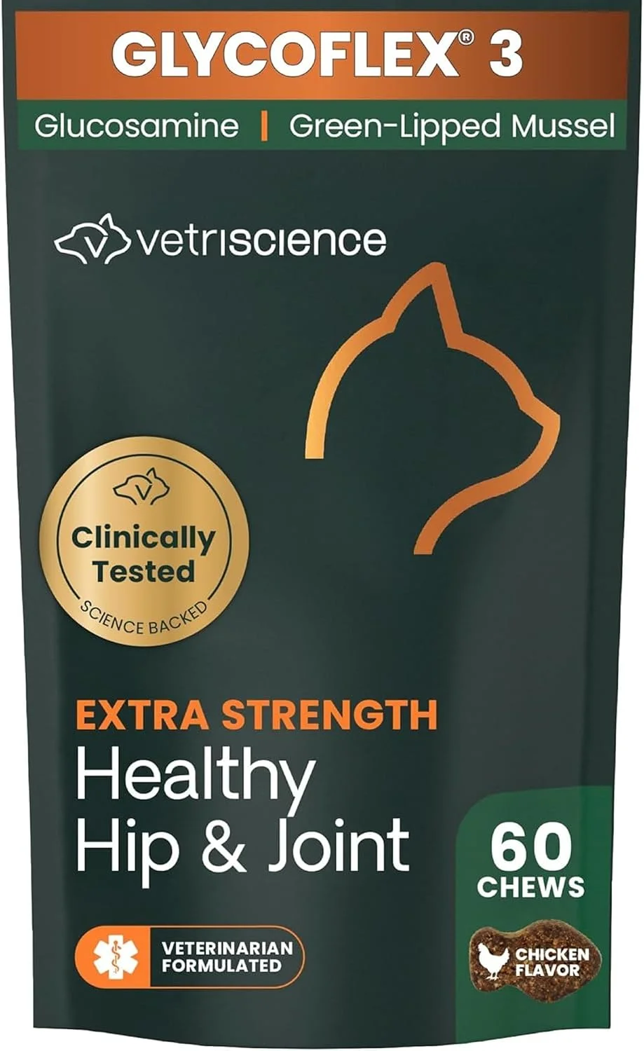 VetriScience Extra Strength Healthy Hip & Joint para gatos sabor pollo · 60 masticables