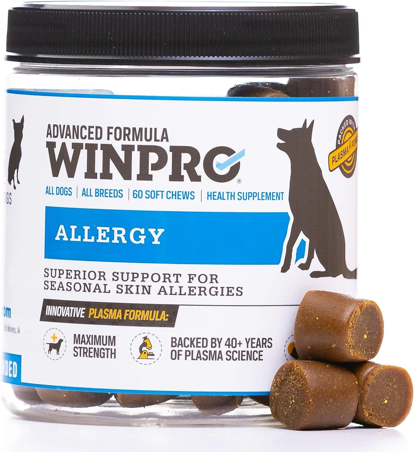 WINPRO Allergy masticables con proteínas de plasma · 60 masticables blandos