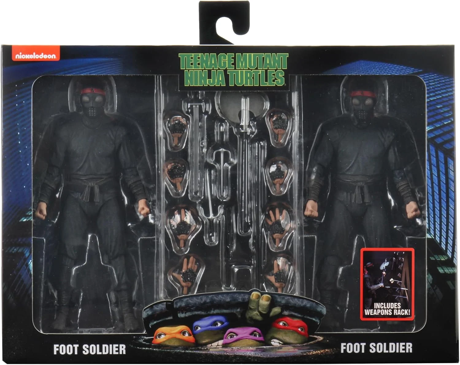 Figura Tortugas Ninja Foot Soldiers con rack de armas (Pack x2) (película 1990) 18 cm – NECA