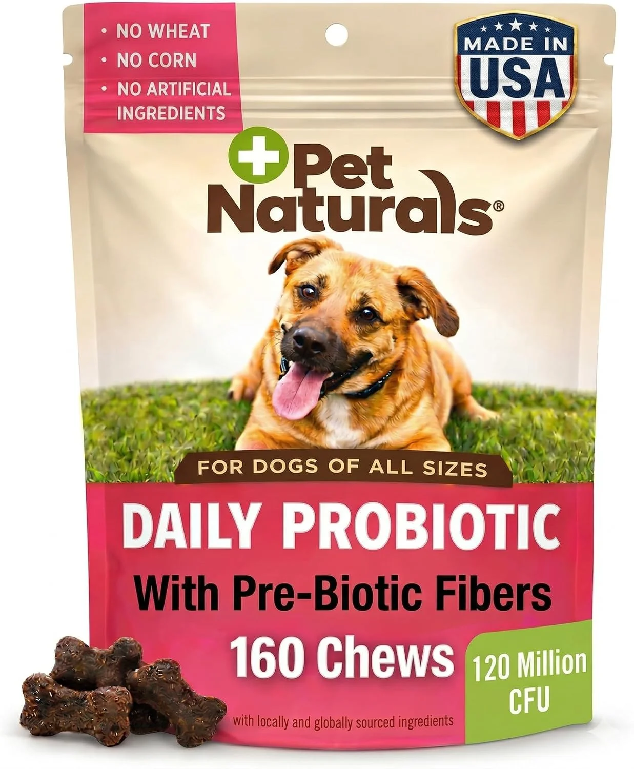 Pet Naturals Daily Probiotic sabor pato · 160 masticables blandos