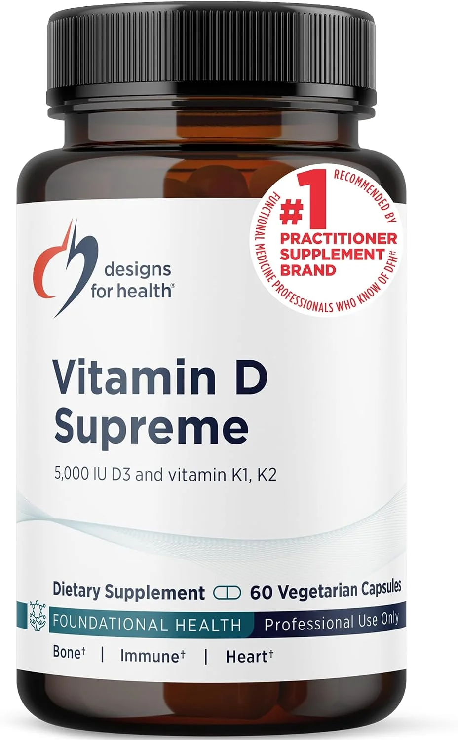 Vitamin D Supreme D3 5000 UI + K2 · 60 cápsulas
