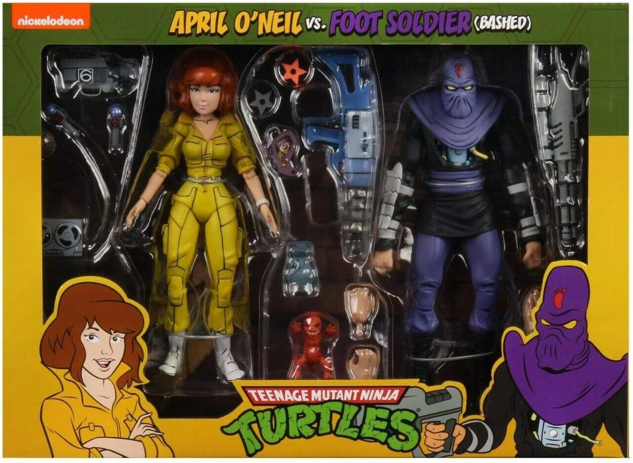 Figura Tortugas Ninja April o'Neil y Foot Soldier (Pack x2) 18 cm – NECA