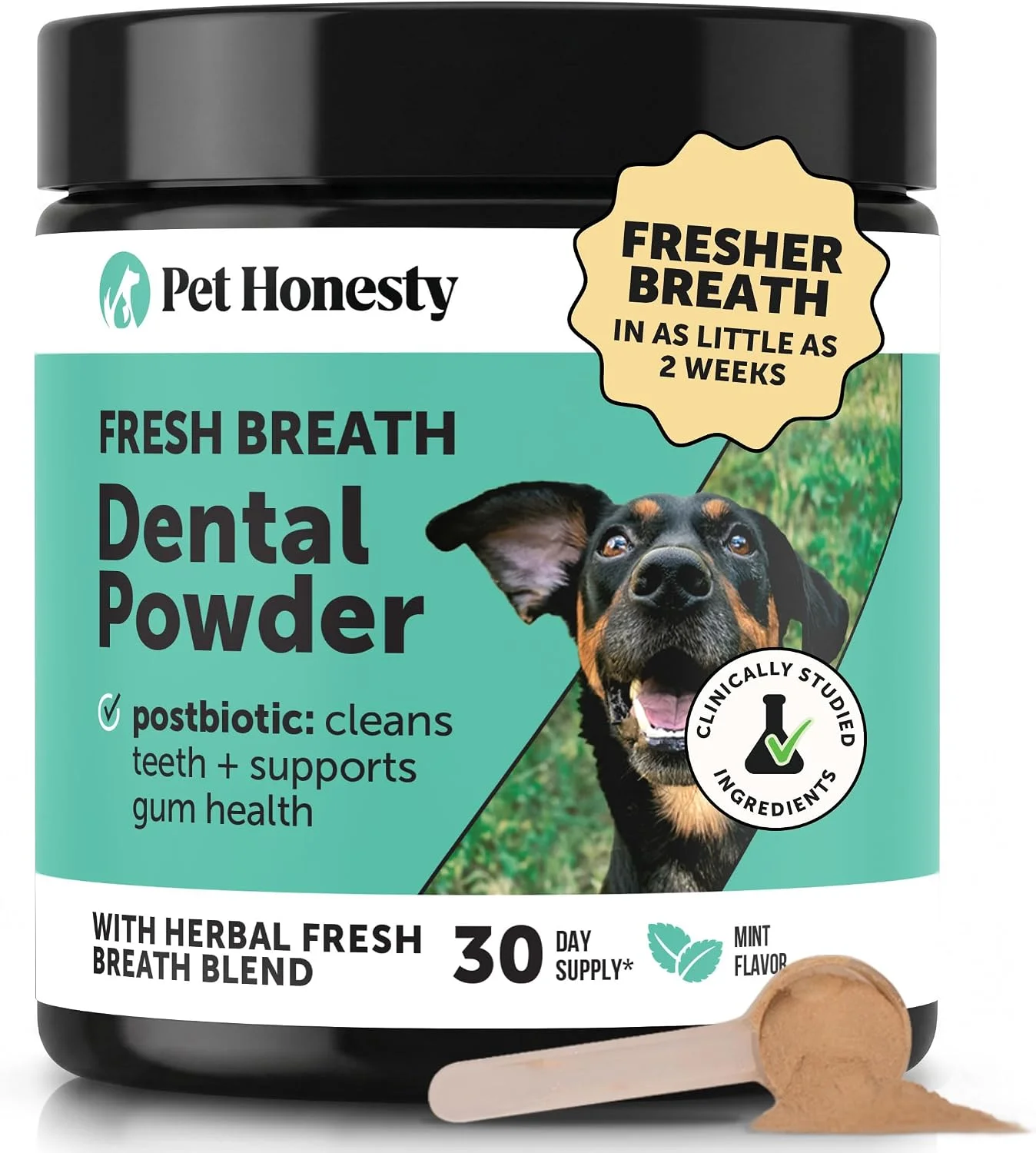 Pet Honesty Polvo dental para perros sabor menta · 30 porciones