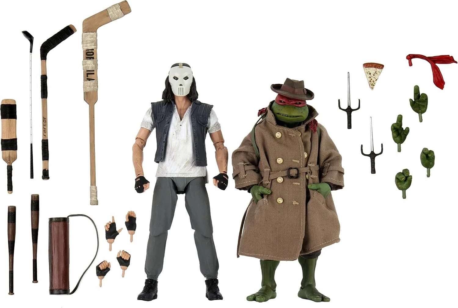 Figura Tortugas Ninja Casey Jones y Raphael disfrazado (Pack x2) (película 1990) 18 cm – NECA