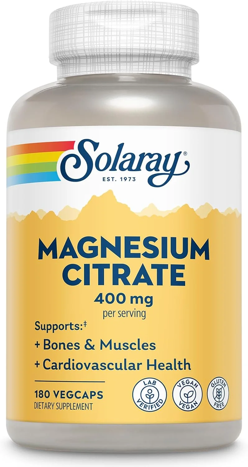Solaray Citrato de Magnesio 400 mg — 180 cápsulas vegetales