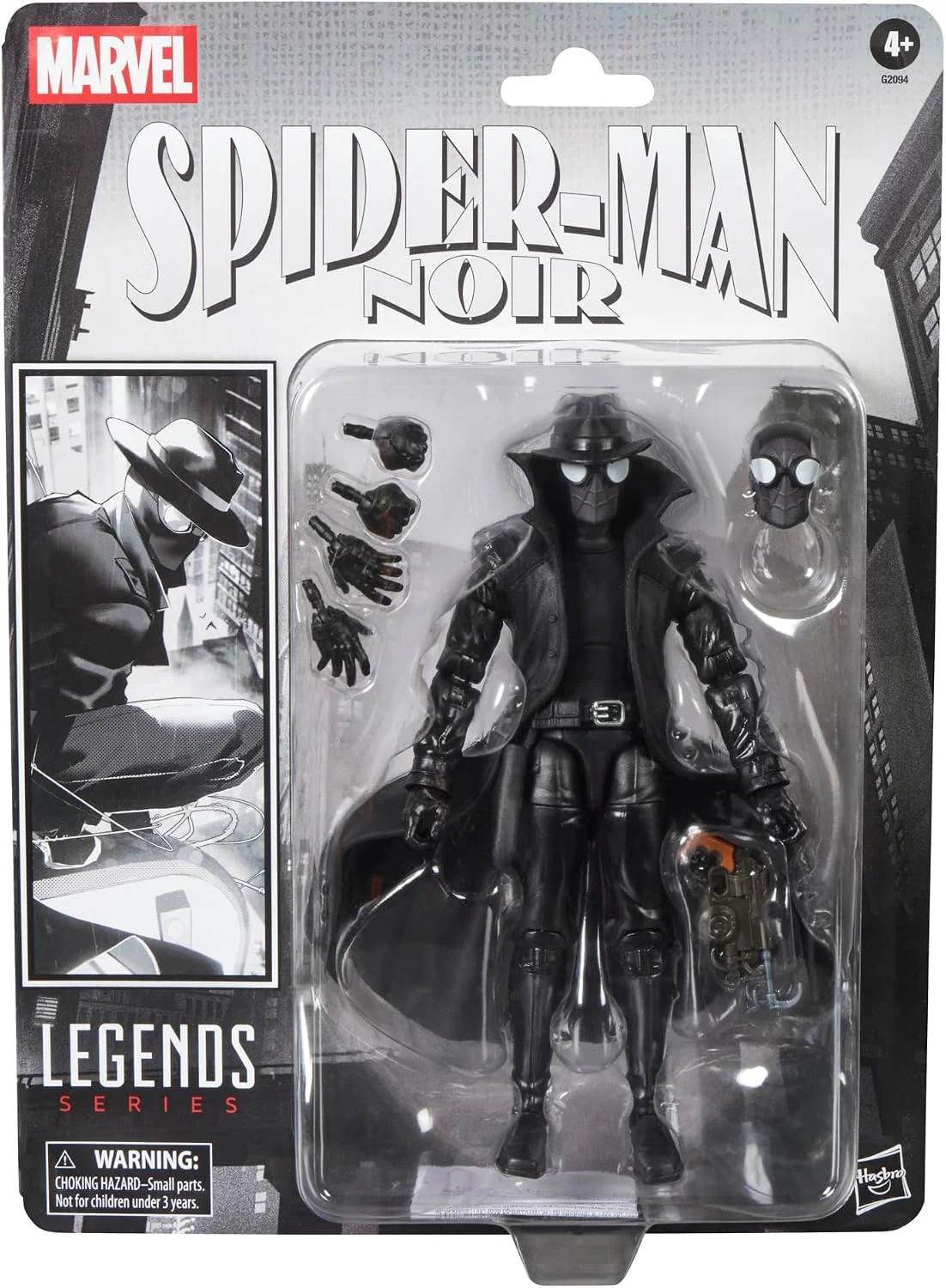 Figura Marvel Legends Spider-Man Noir (Retro Cardback, Cómics, exclusivo de Amazon) 15 cm – Hasbro