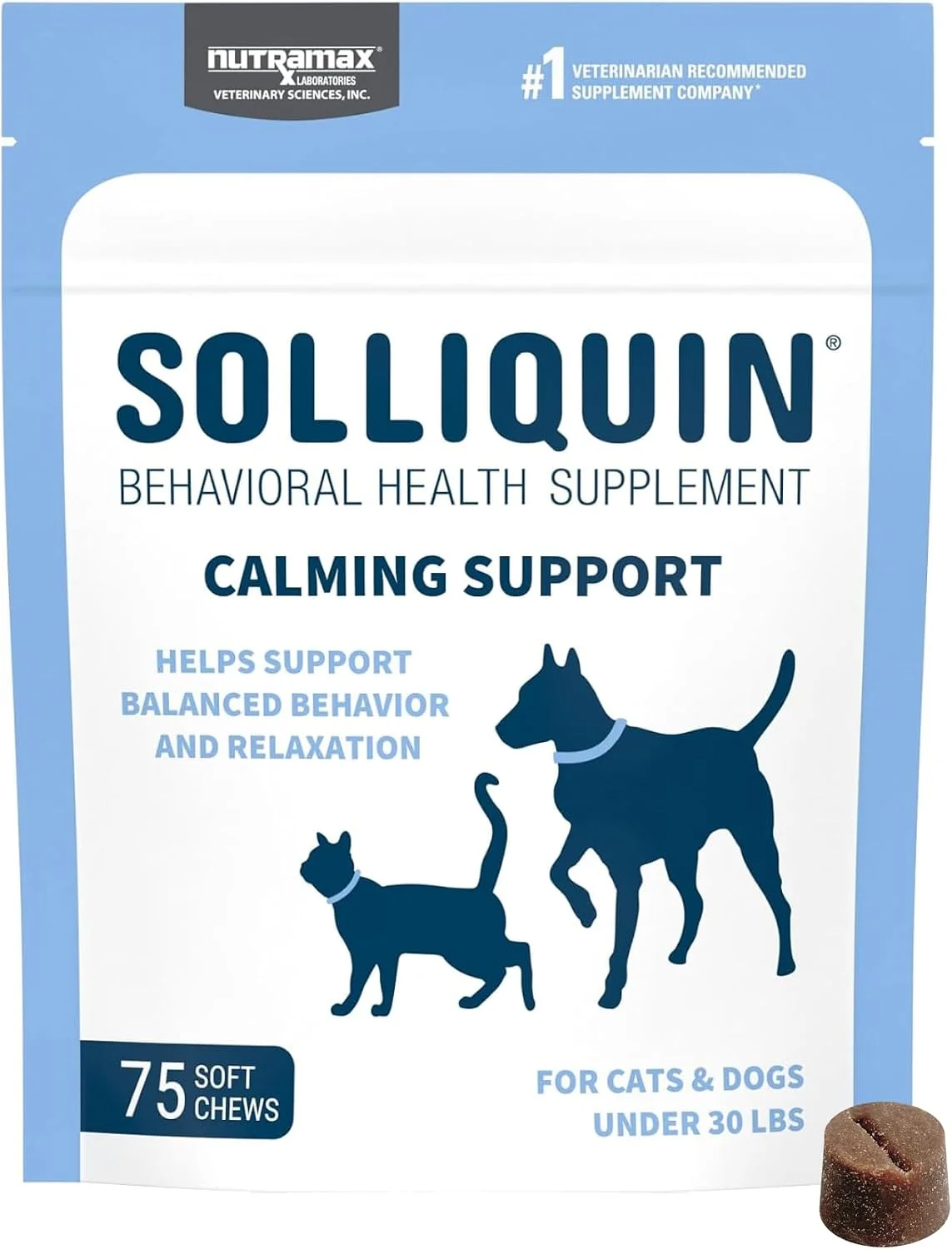 Nutramax Solliquin para gatos y perros chicos · 75 masticables blandos