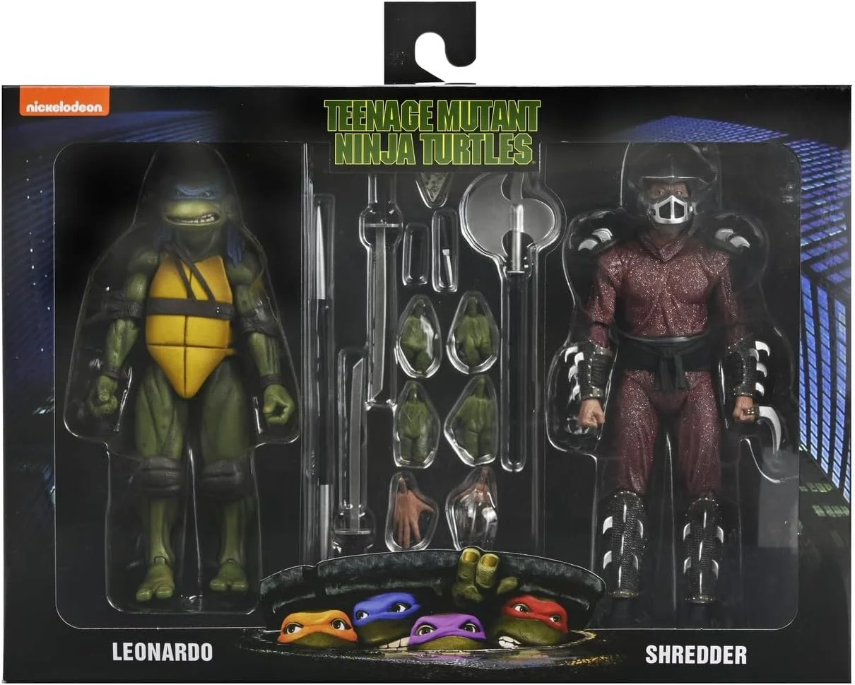 Figura Tortugas Ninja Leonardo y Shredder (Pack x2) 18 cm