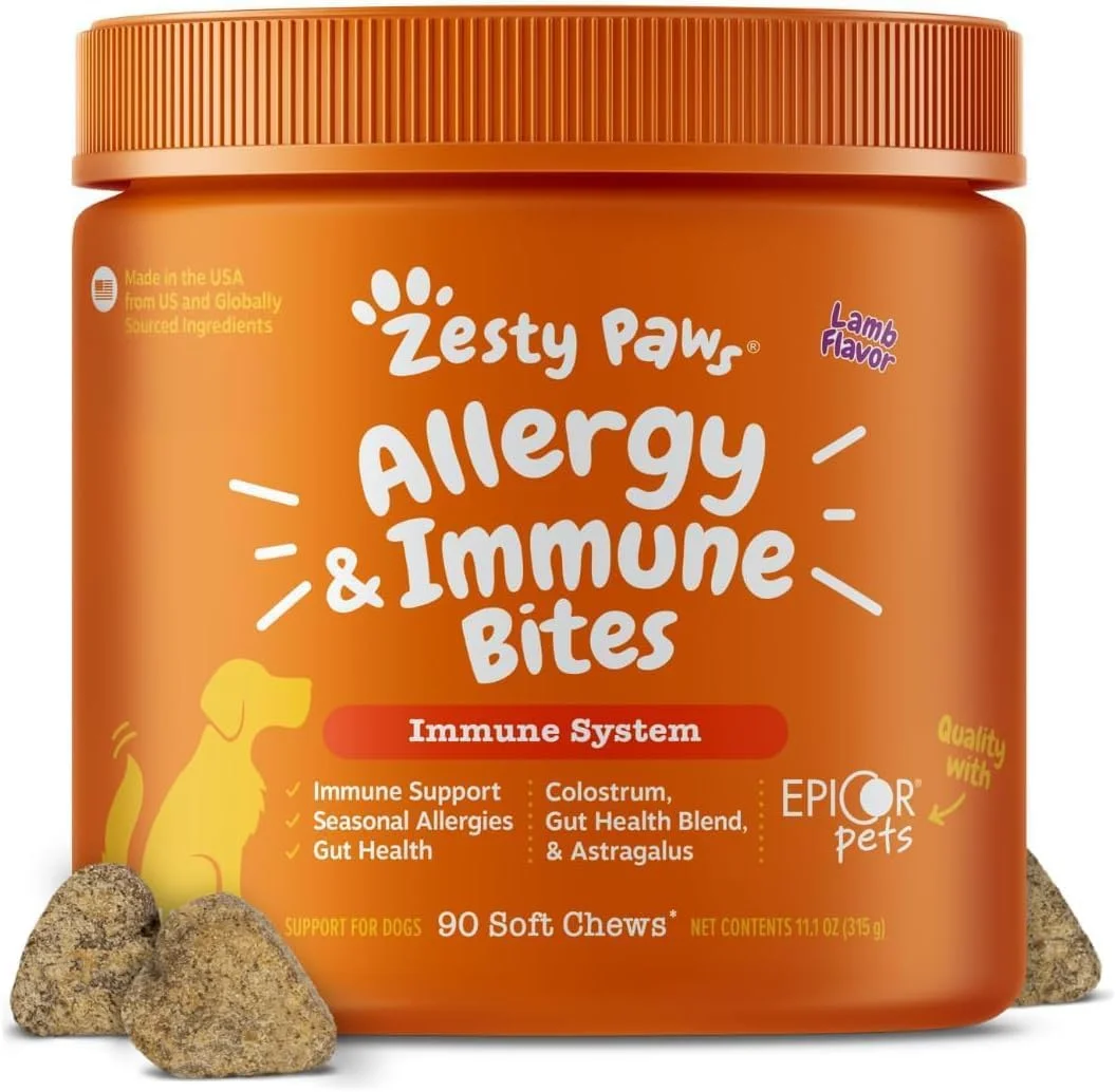 Zesty Paws Allergy Immune Bites sabor cordero · 90 masticables blandos