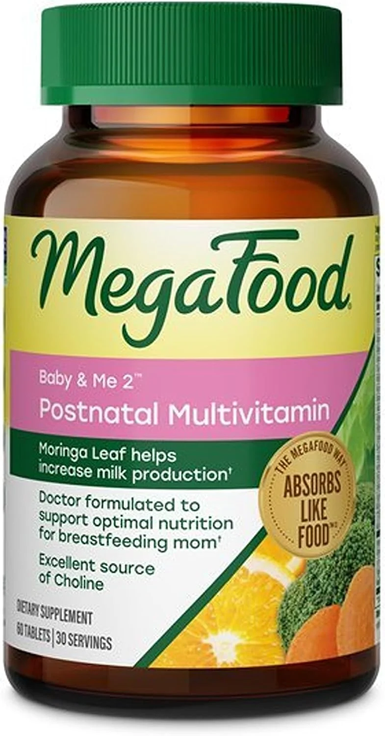 MegaFood Baby & Me 2 vitaminas posnatales con moringa — 60 tabletas