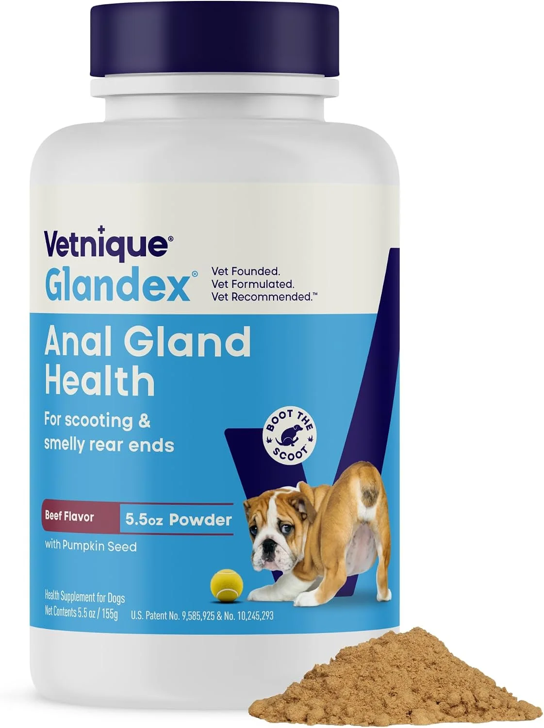 Vetnique Glandex polvo de fibra para perros sabor carne · 156 g