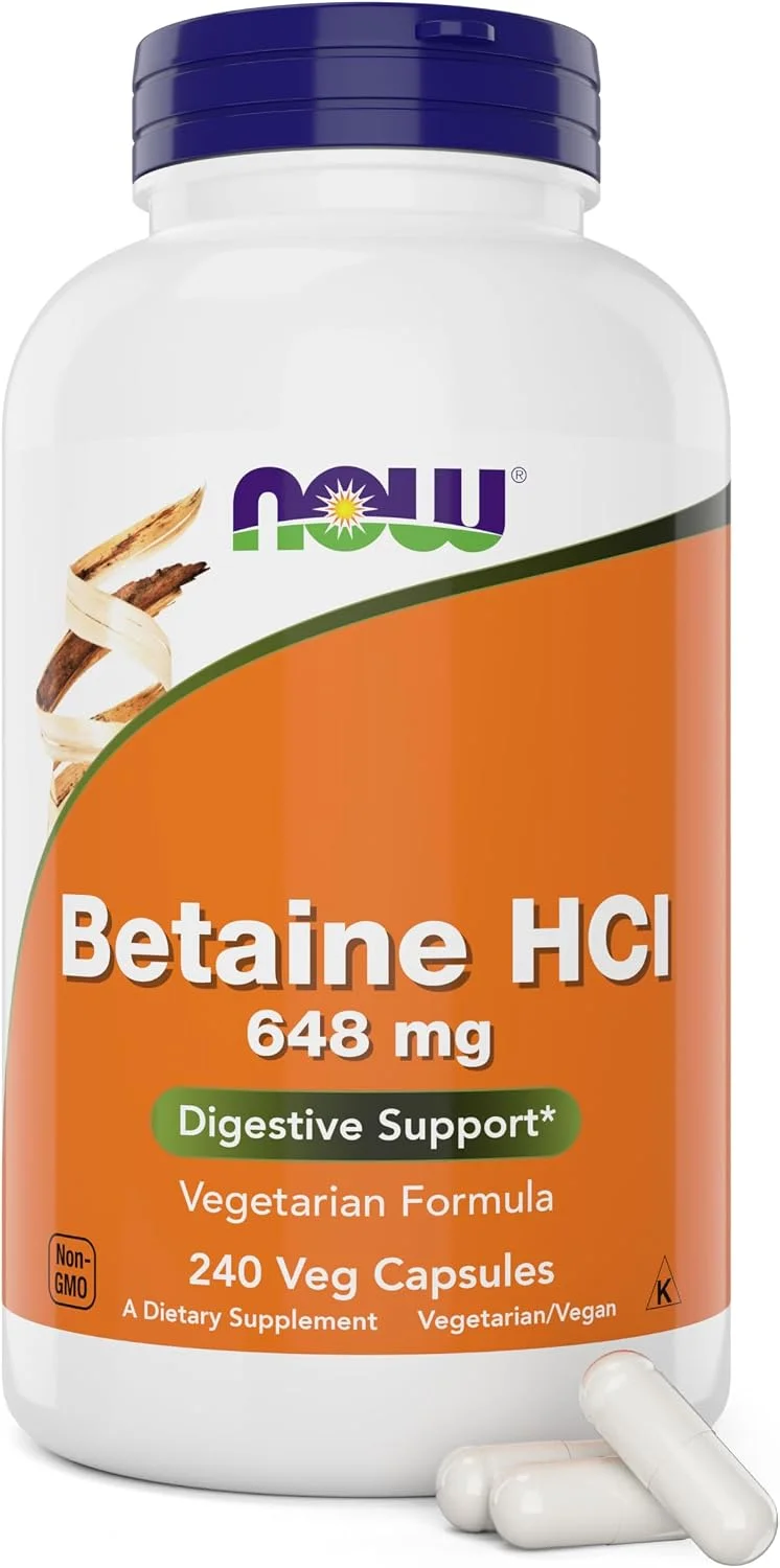 Betaína HCl 648 mg con Pepsina · 240 cápsulas