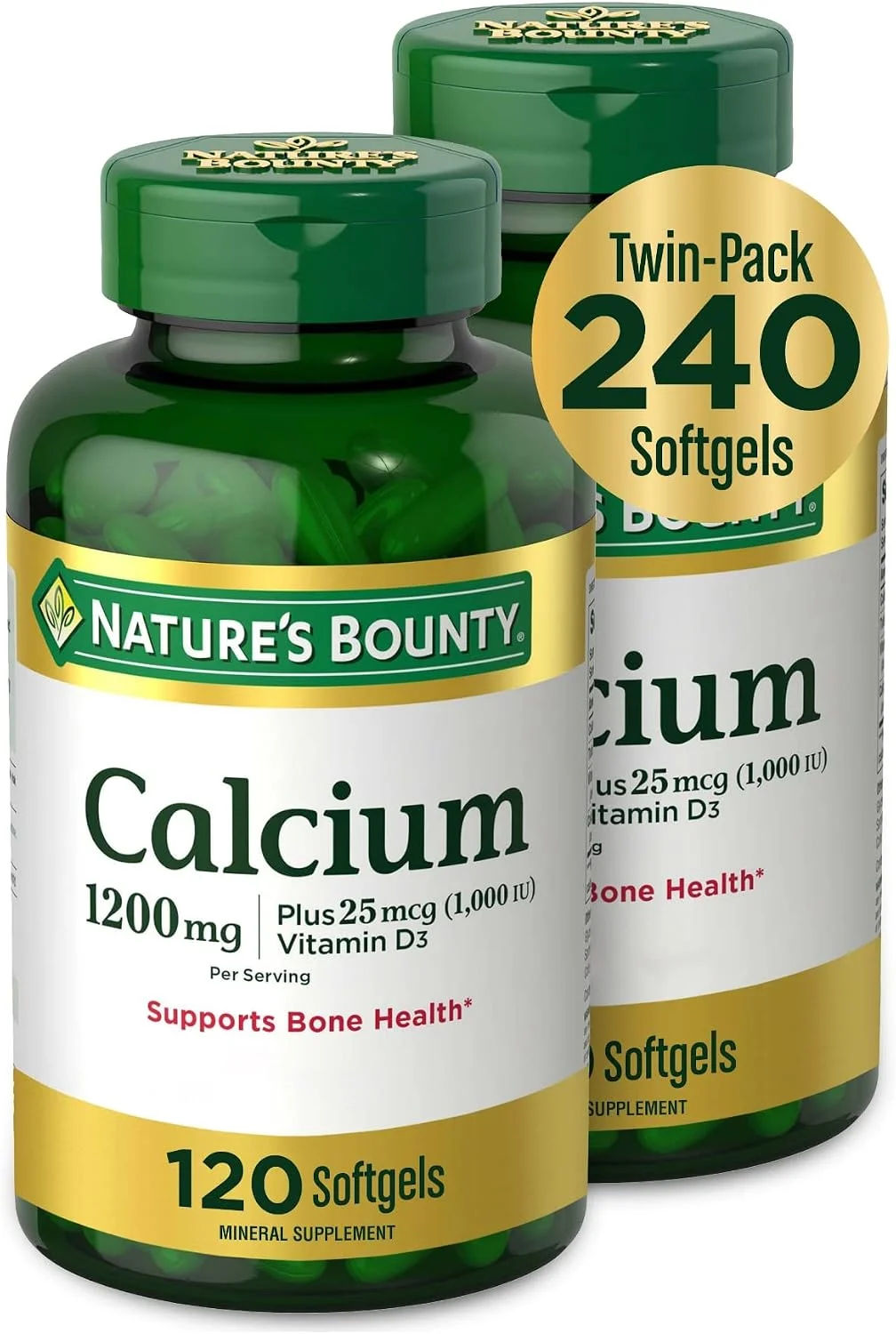Calcio 1200 mg con Vitamina D3 1000 UI · 120 cáps.