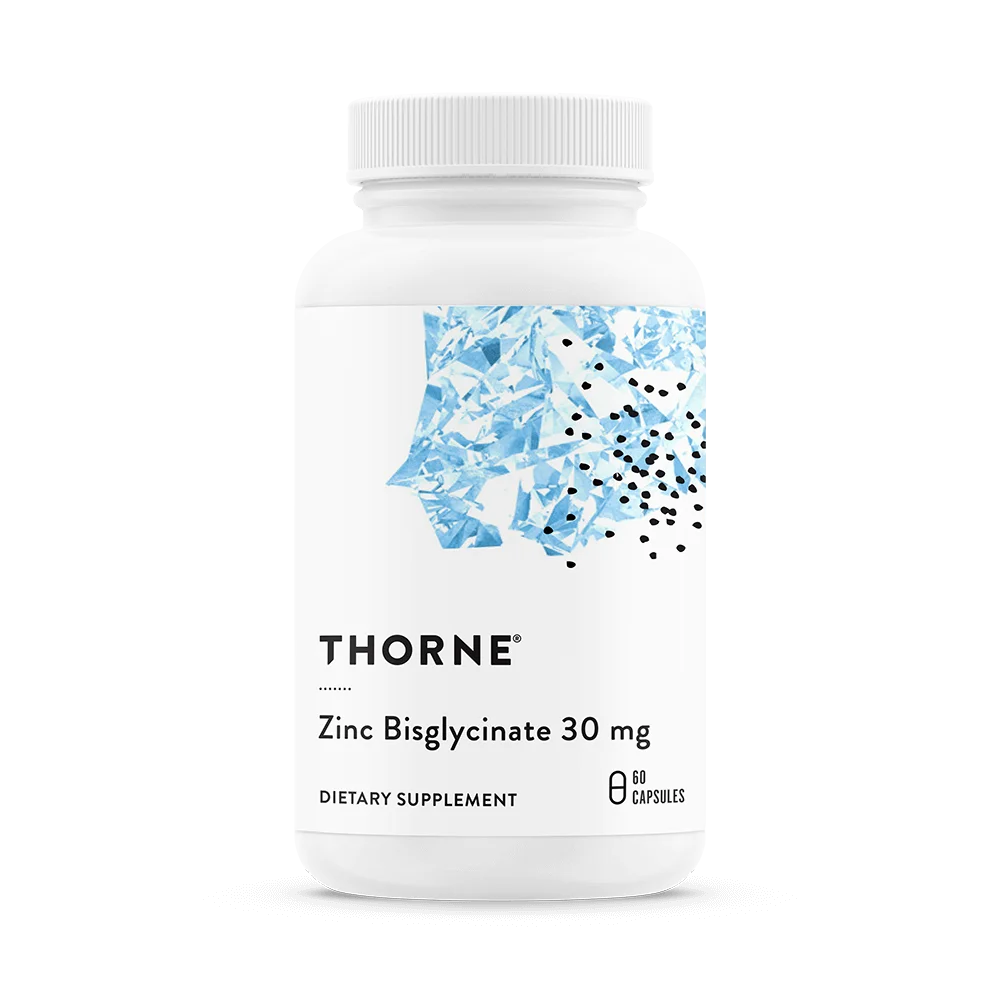 Thorne Zinc Bisglycinate 30 mg · 60 cápsulas