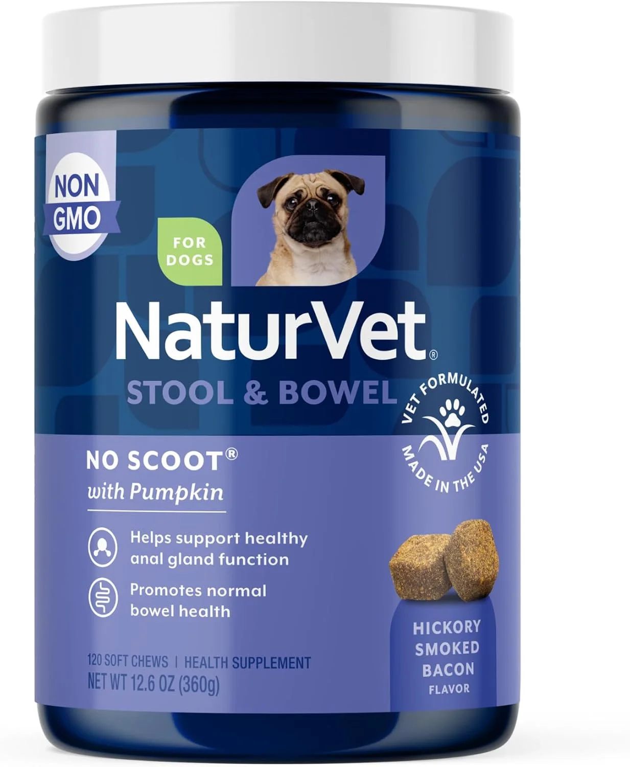 NaturVet No Scoot fibra para perros · 120 masticables blandos