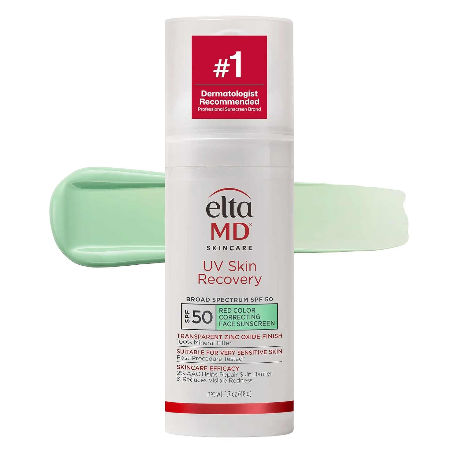 EltaMD UV Skin Recovery protector solar facial mineral FPS 50 color verde · 48 g