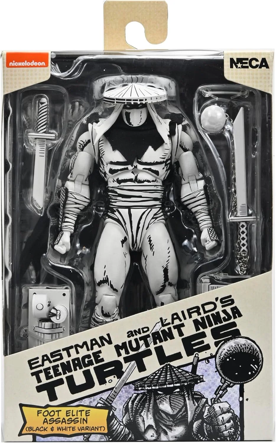 Figura Tortugas Ninja Foot Assassin (blanco y negro) (cómics Mirage) 18 cm – NECA
