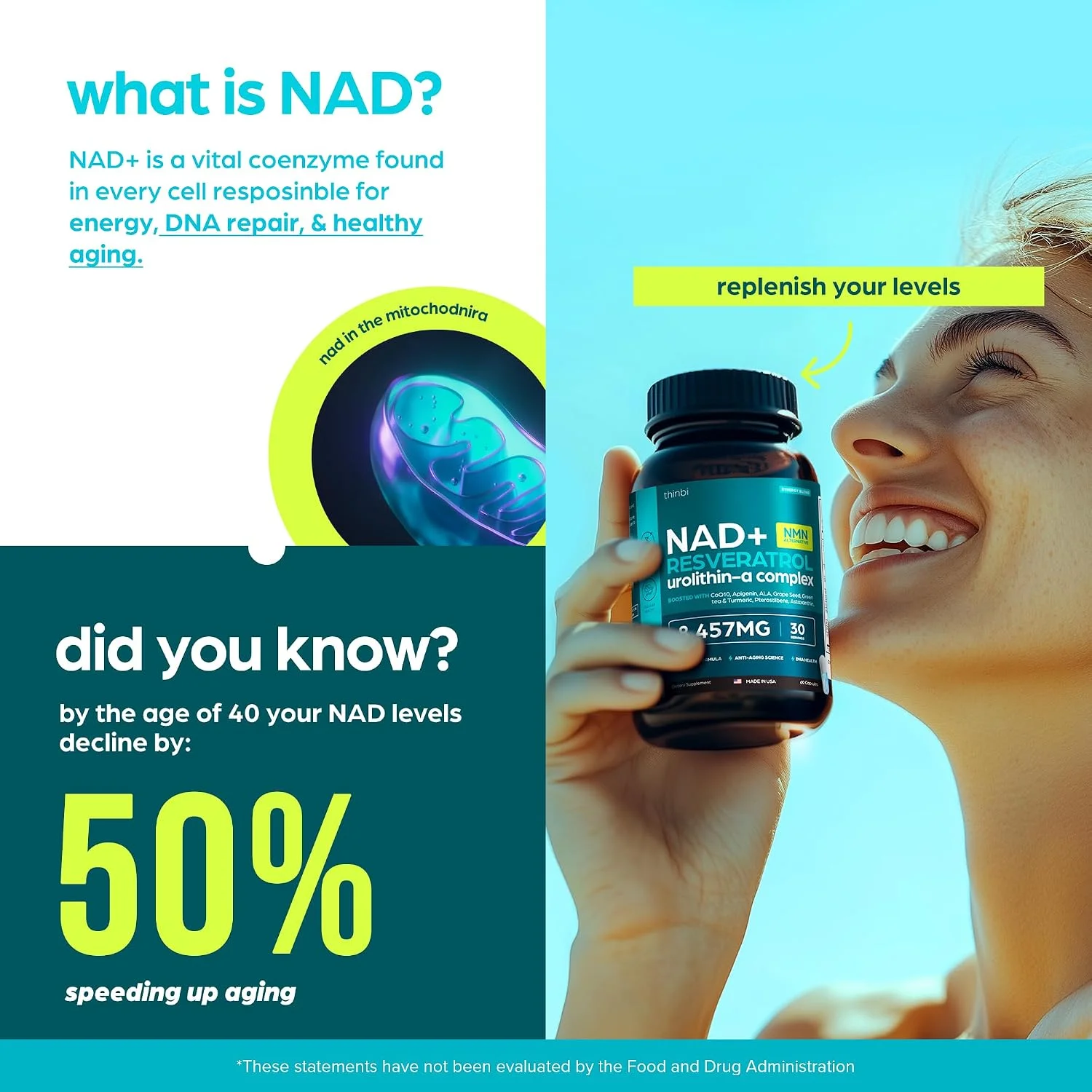 NAD+ Liposomal Resveratrol y CoQ10 · 60 cápsulas