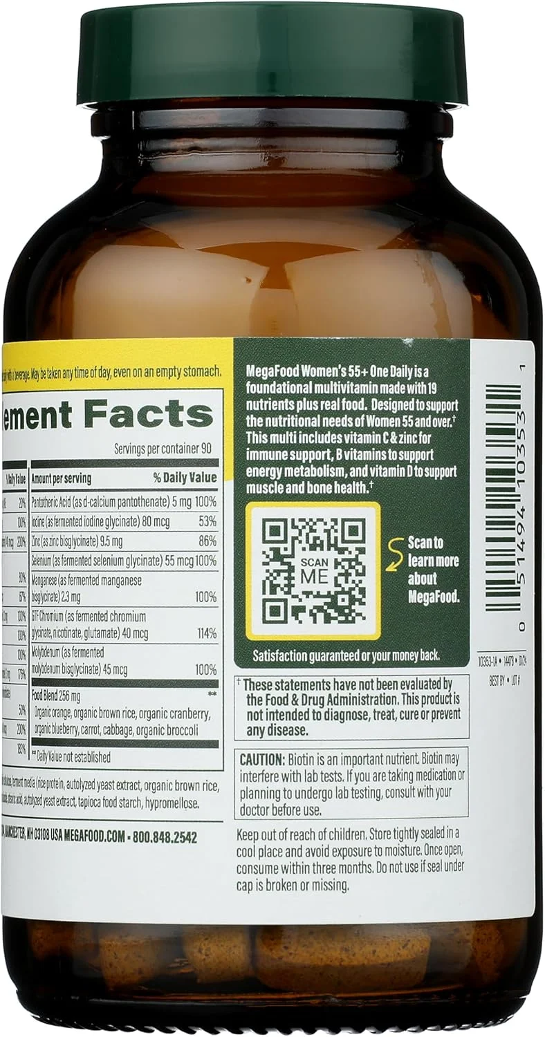 MegaFood One Daily Multivitamin mujeres 55+ 19 nutrientes — 90 tabletas
