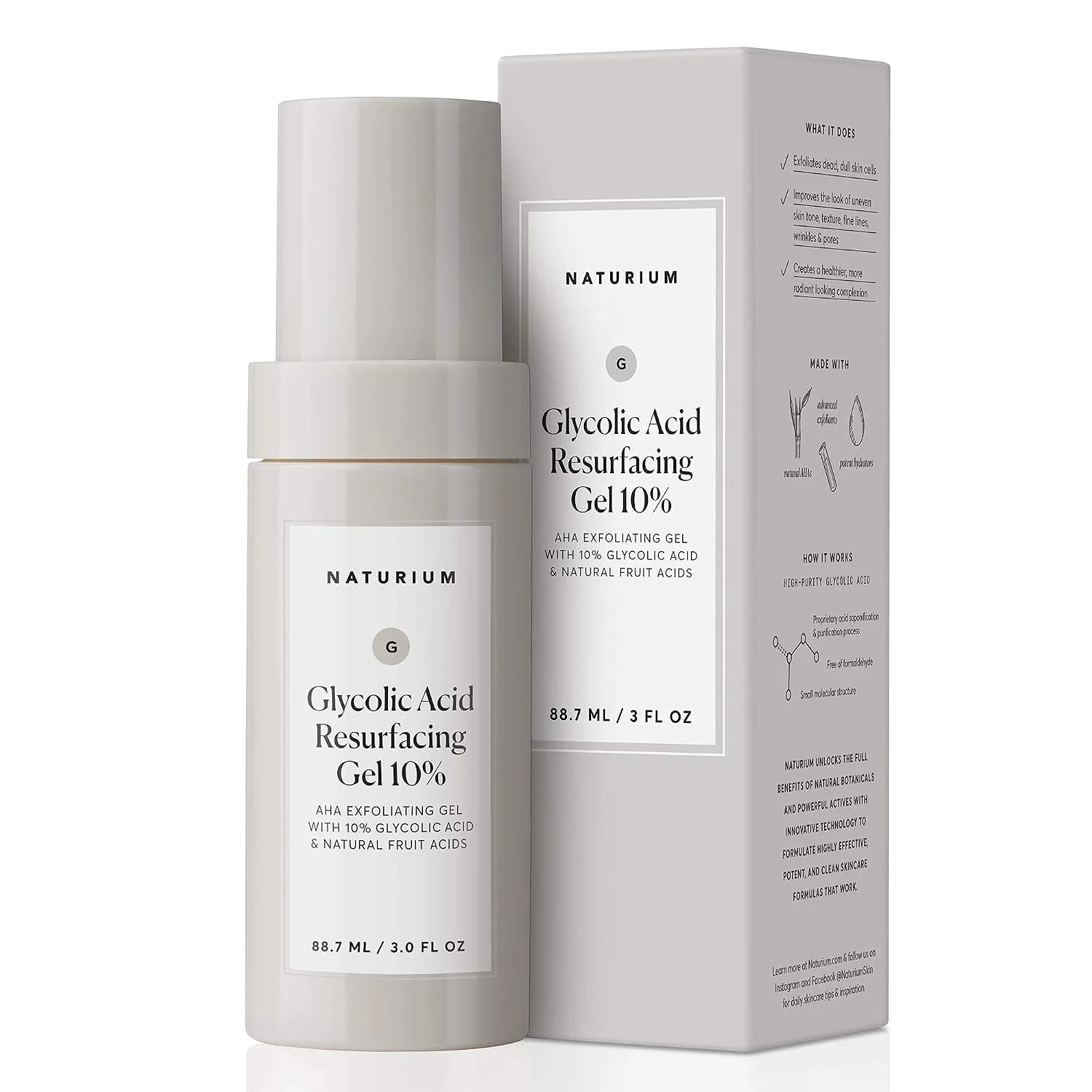 Naturium gel renovador con ácido glicólico 10 % · 85 g