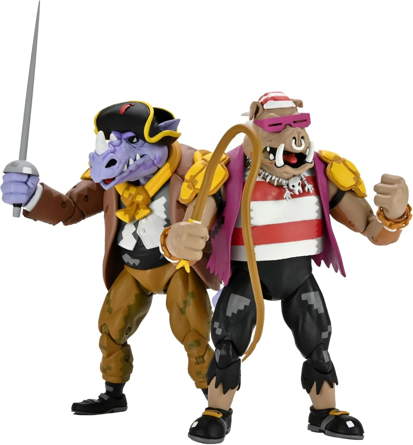 Figura Tortugas Ninja Pirate Rocksteady y Bebop (Pack x2) (Turtles in Time) 18 cm – NECA