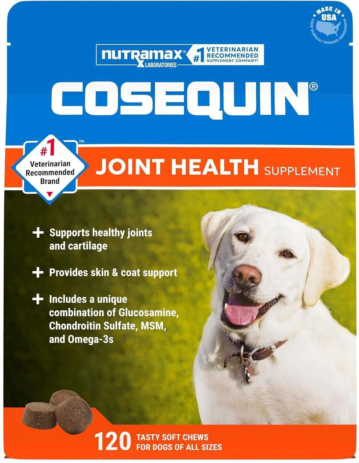 Nutramax Cosequin Soft Chews con omega-3 para perros · 120 masticables blandos