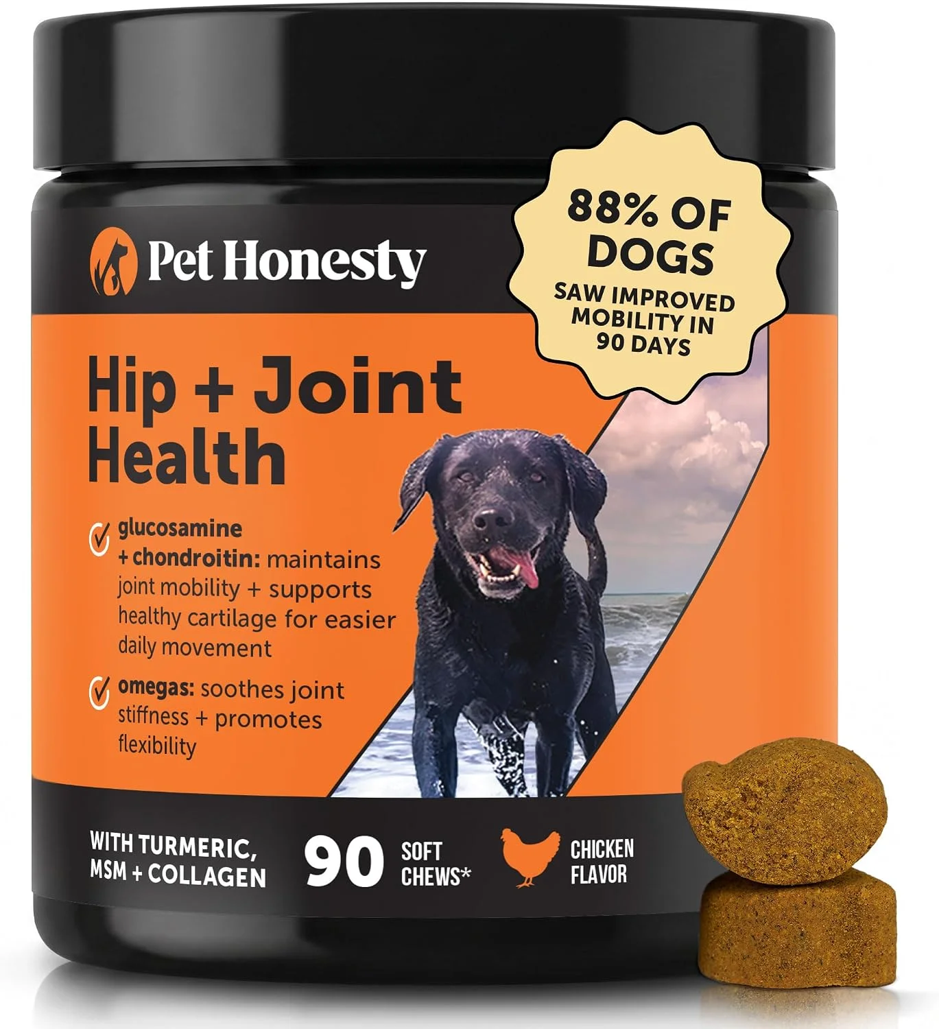 Pet Honesty Hip + Joint para perros sabor pollo · 90 masticables blandos