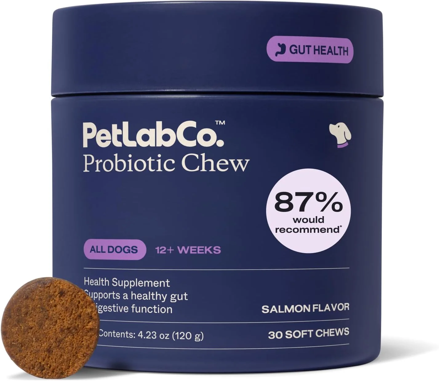 PetLab Co. Probióticos masticables sabor salmón · 30 masticables blandos