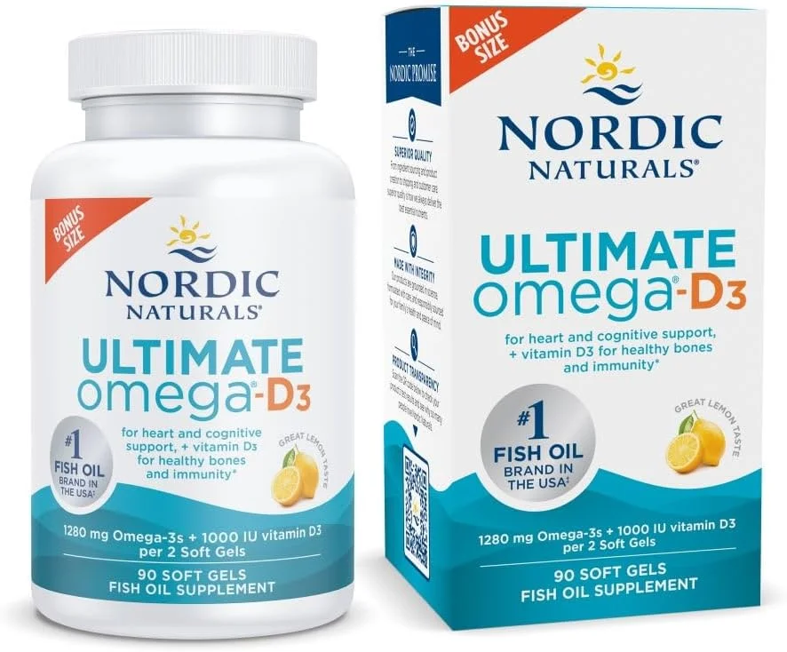 Ultimate Omega-D3 1280 mg + 1000 UI · Limón · 90 cápsulas blandas