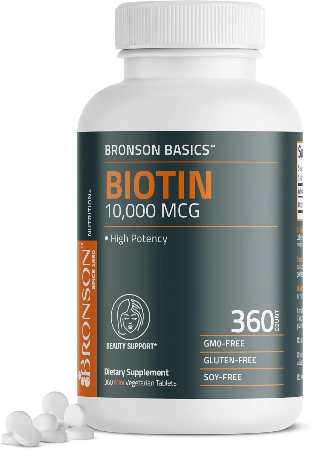 Biotina 10.000 mcg · 360 tabletas