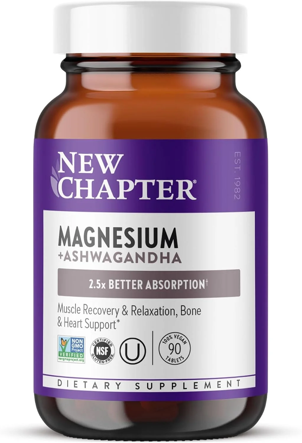 Magnesio Glicinato 325 mg y Ashwagandha · 90 tabletas