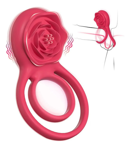 Anillo Vibrador para Parejas con Estimulador Clitorial Rosa Rojo