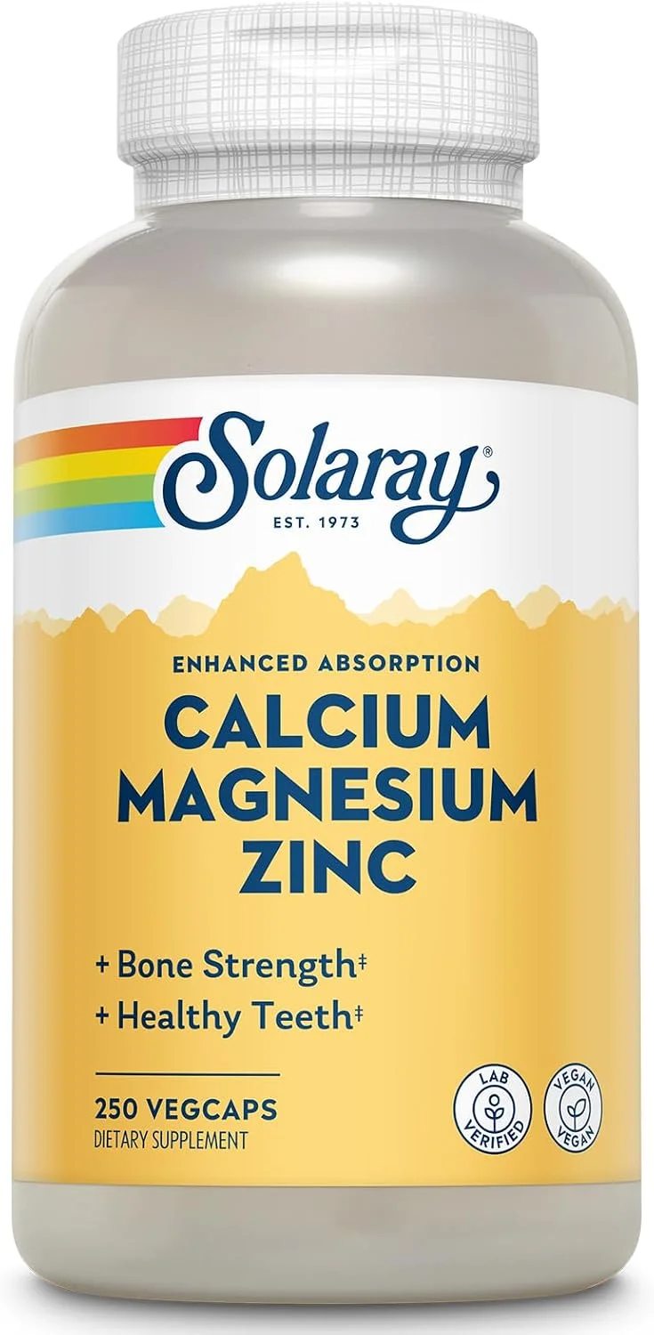 Solaray Calcio Magnesio Zinc — 250 cápsulas vegetales