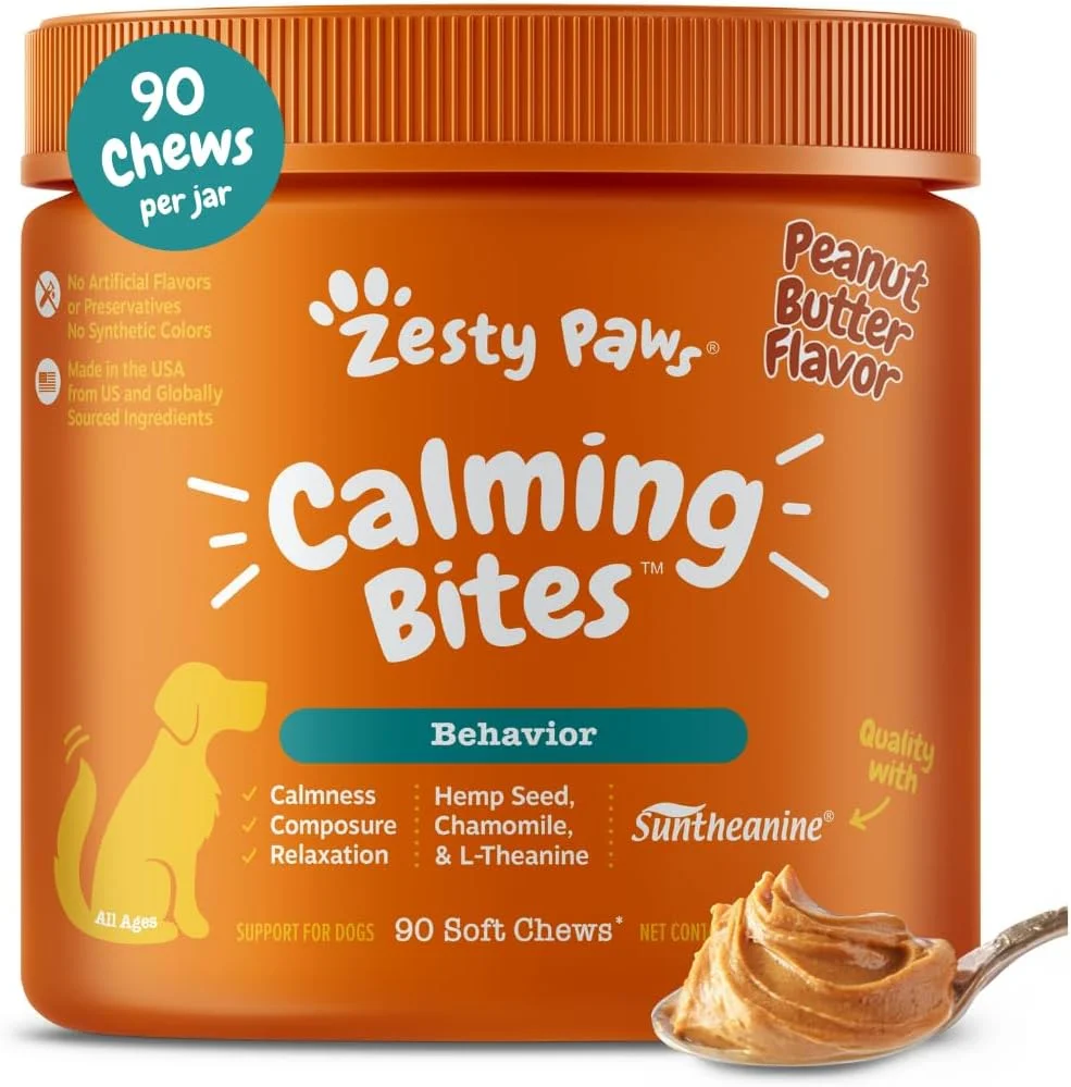 Zesty Paws Calming Bites sabor manteca de maní · 90 masticables blandos