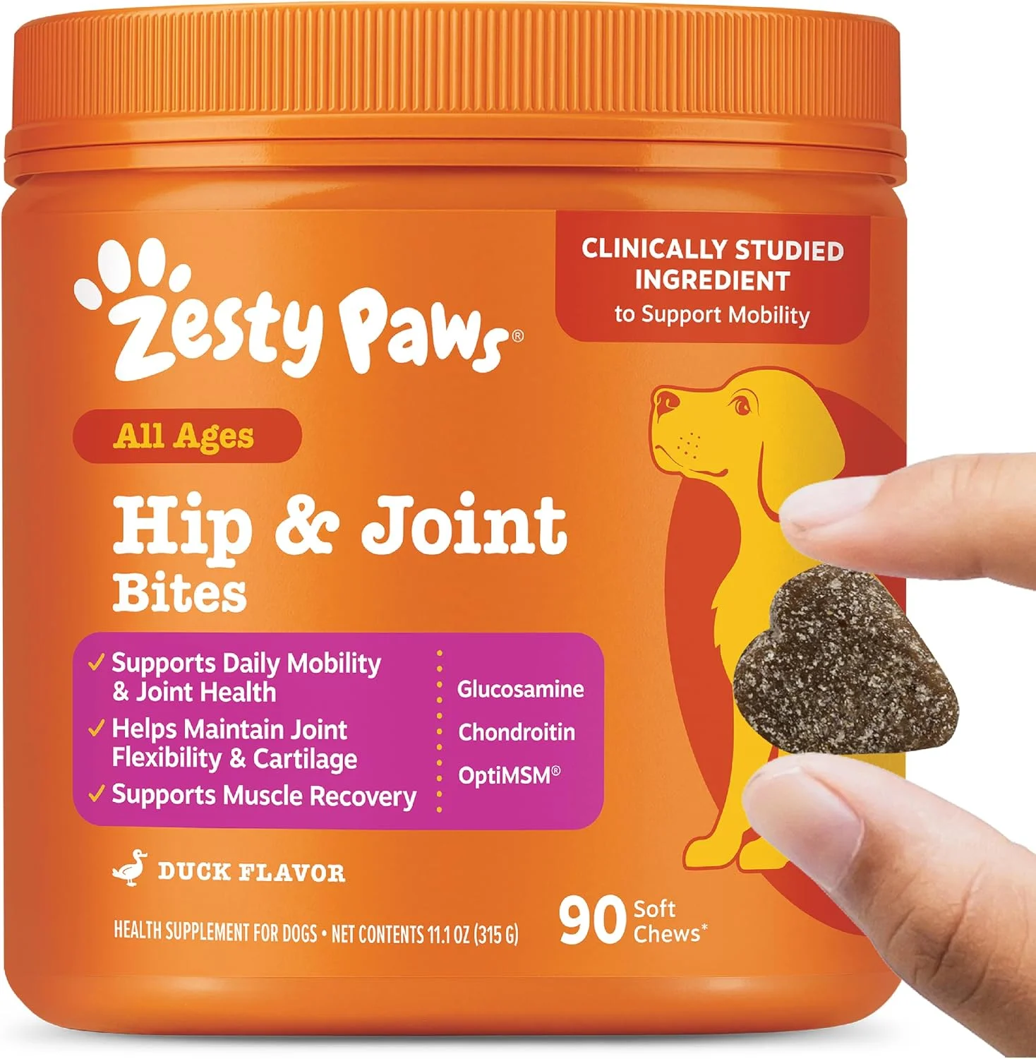 Zesty Paws Mobility Bites sabor pato · 90 masticables blandos