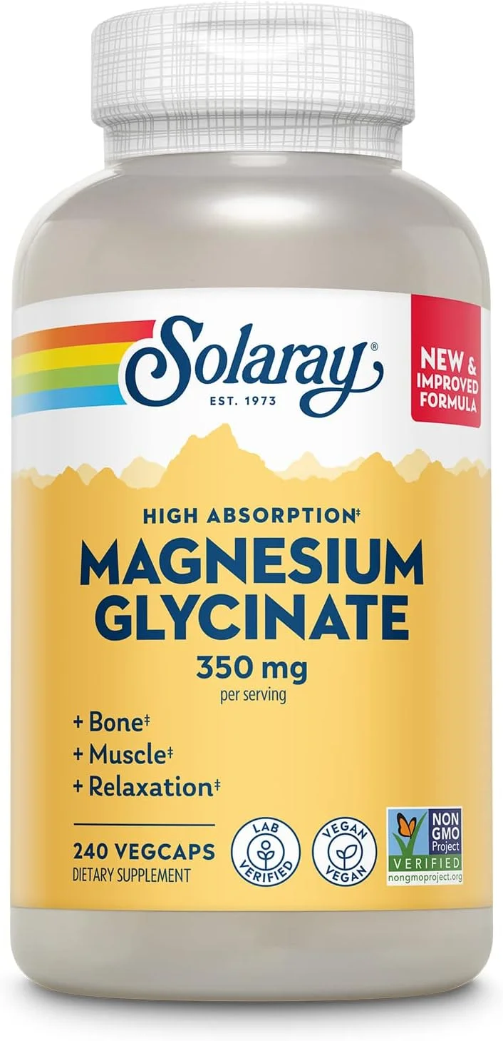 Solaray Glicinato de magnesio 350 mg — 240 cápsulas vegetales