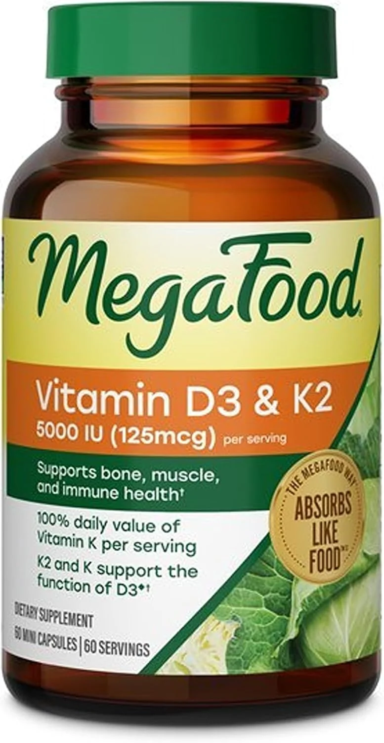 MegaFood Vitamin D3 & K2 5000 IU (125 mcg) — 60 mini cápsulas