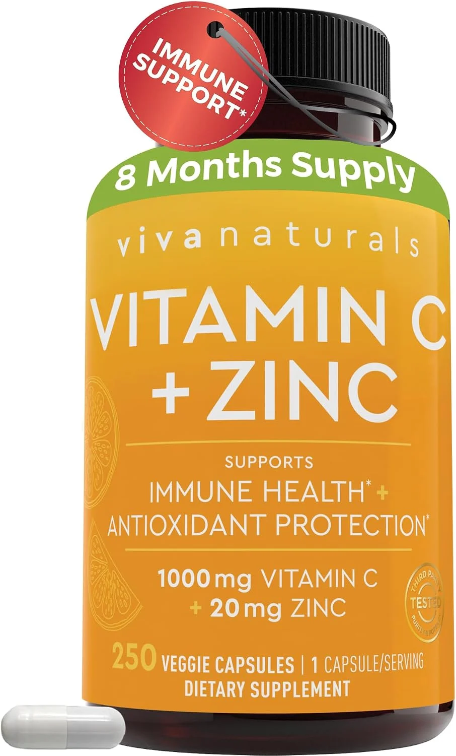 Vitamina C 1000 mg y Zinc 20 mg · 250 cáps