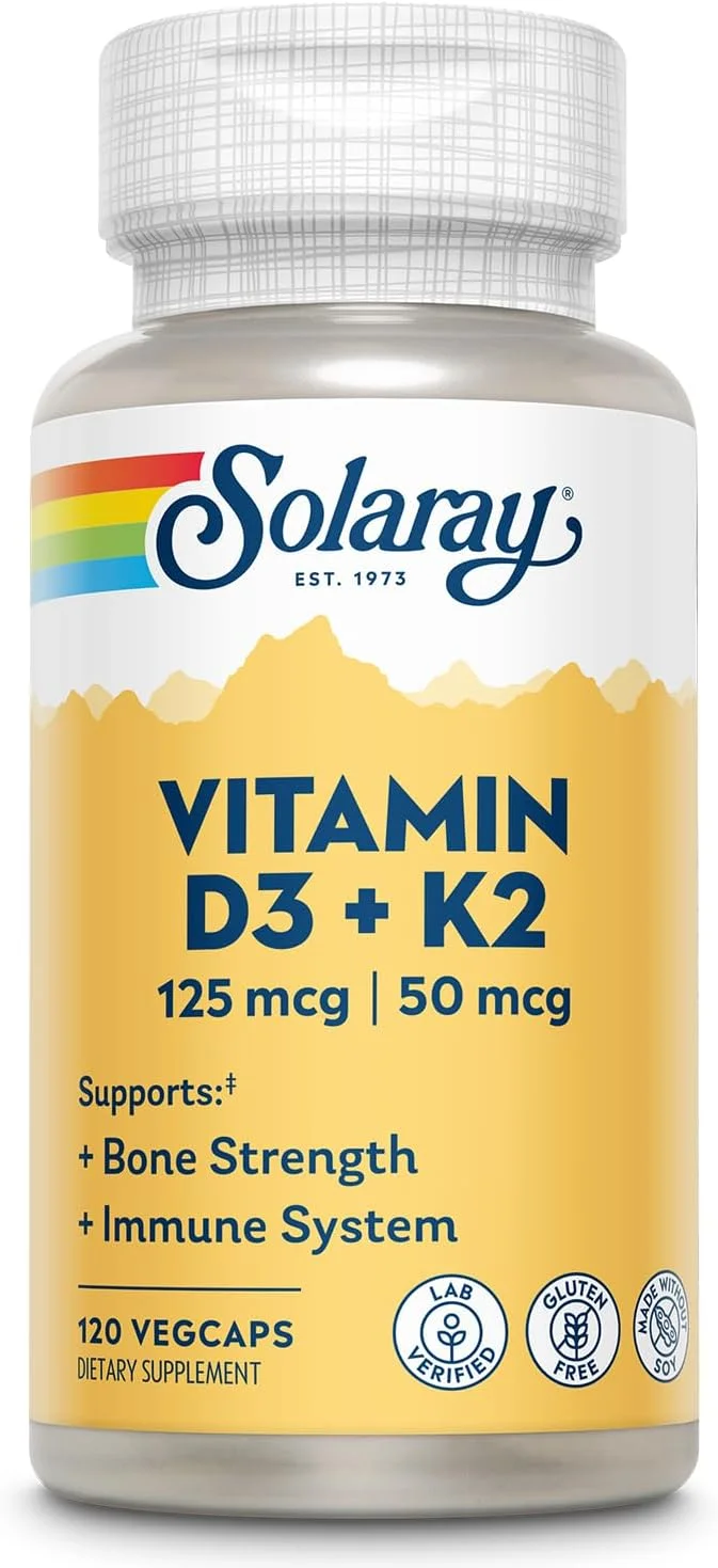 Solaray Vitamina D3 K2 — 120 cápsulas vegetales