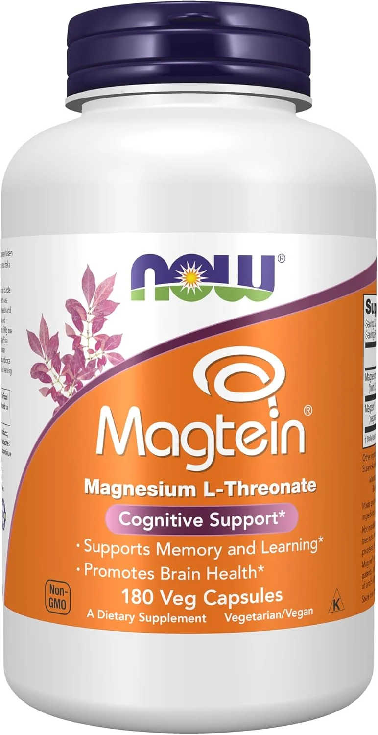 NOW Foods Magtein Magnesio L-Treonato · 180 cápsulas