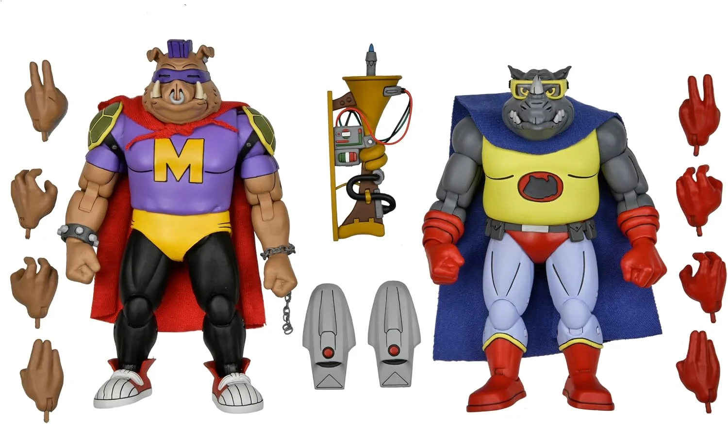 Figura Tortugas Ninja Rhino-Man y Mighty Hog (Pack x2) (dibujo 1987) 18 cm – NECA