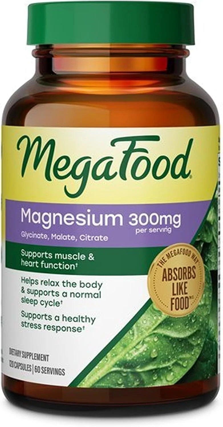 MegaFood Magnesio Glicinato, Malato y Citrato 300 mg — 120 cápsulas