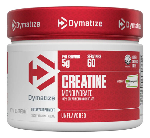 Creatina Dymatize Creapure New 300gr./60 Serv! Origen Usa Unflavored sin Sabor