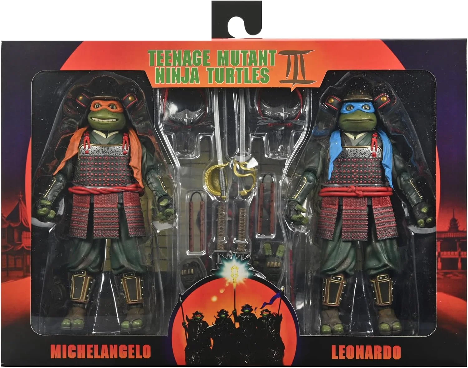 Figura Tortugas Ninja Leonardo y Michelangelo (Pack x2) (película TMNT 3) 18 cm – NECA