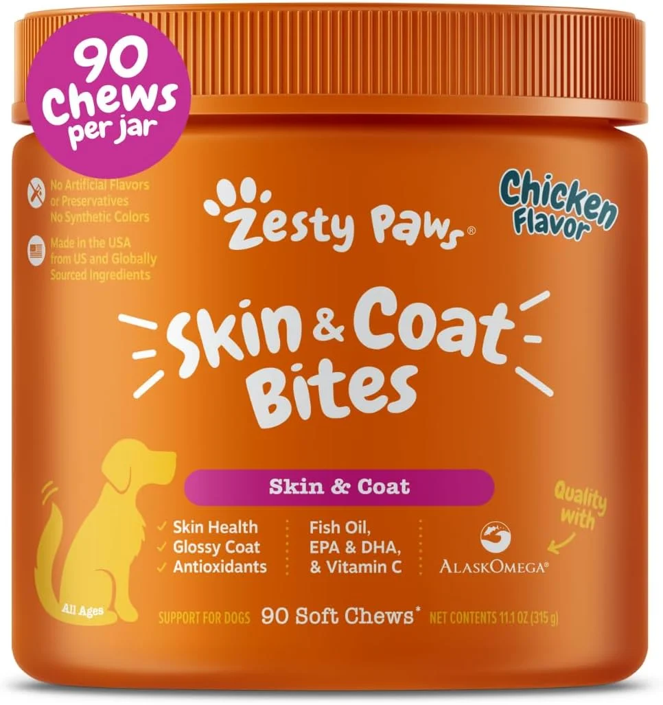Zesty Paws Omega Bites para perros sabor pollo · 90 masticables blandos
