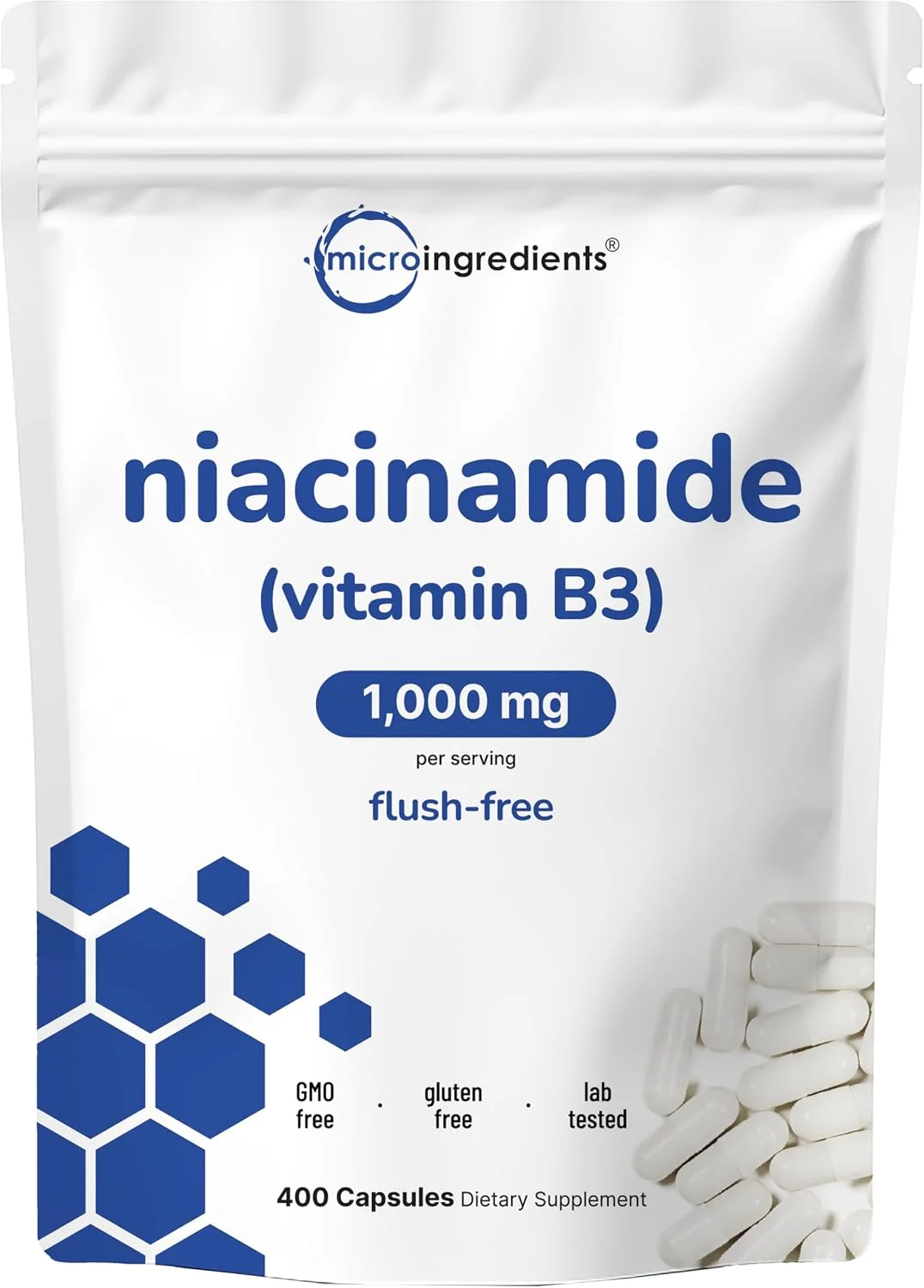 Vitamina B3 Niacinamida 500 mg · 400 cápsulas