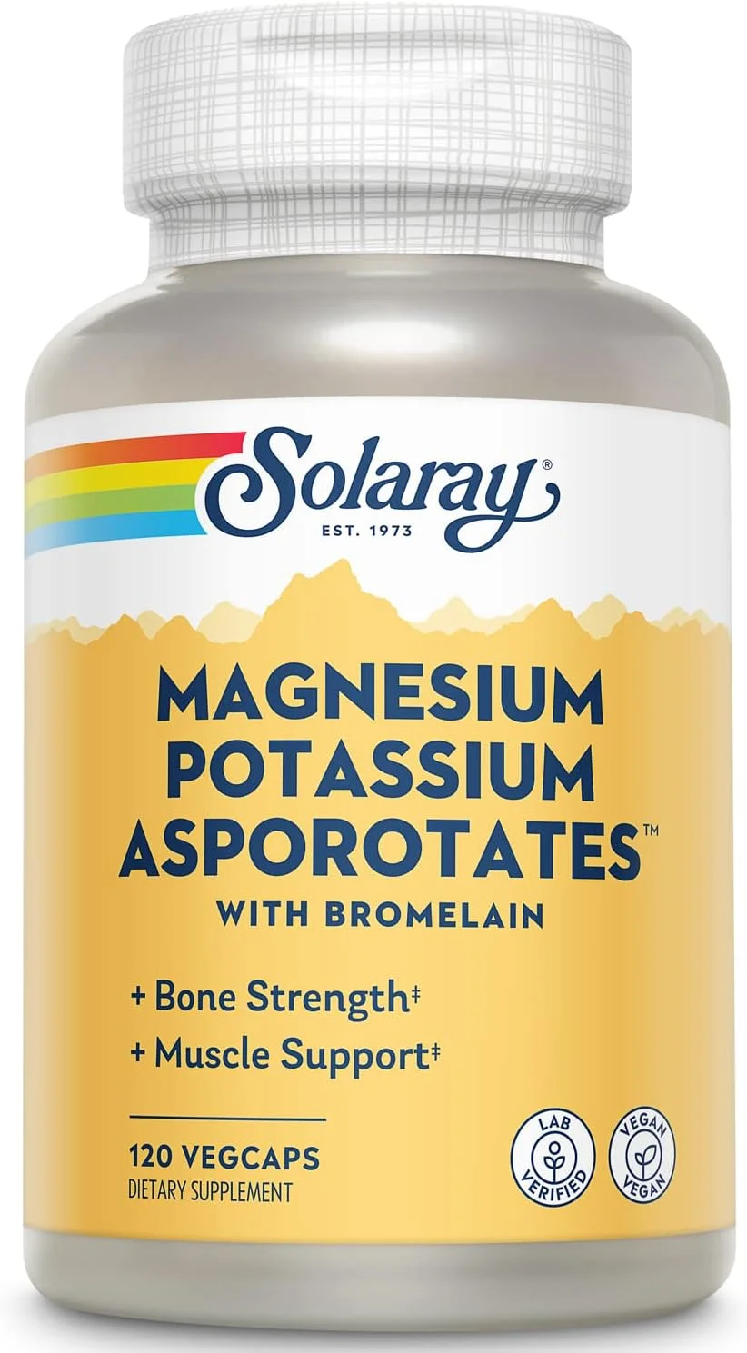 Solaray Magnesio Potasio con bromelina — 120 cápsulas vegetales