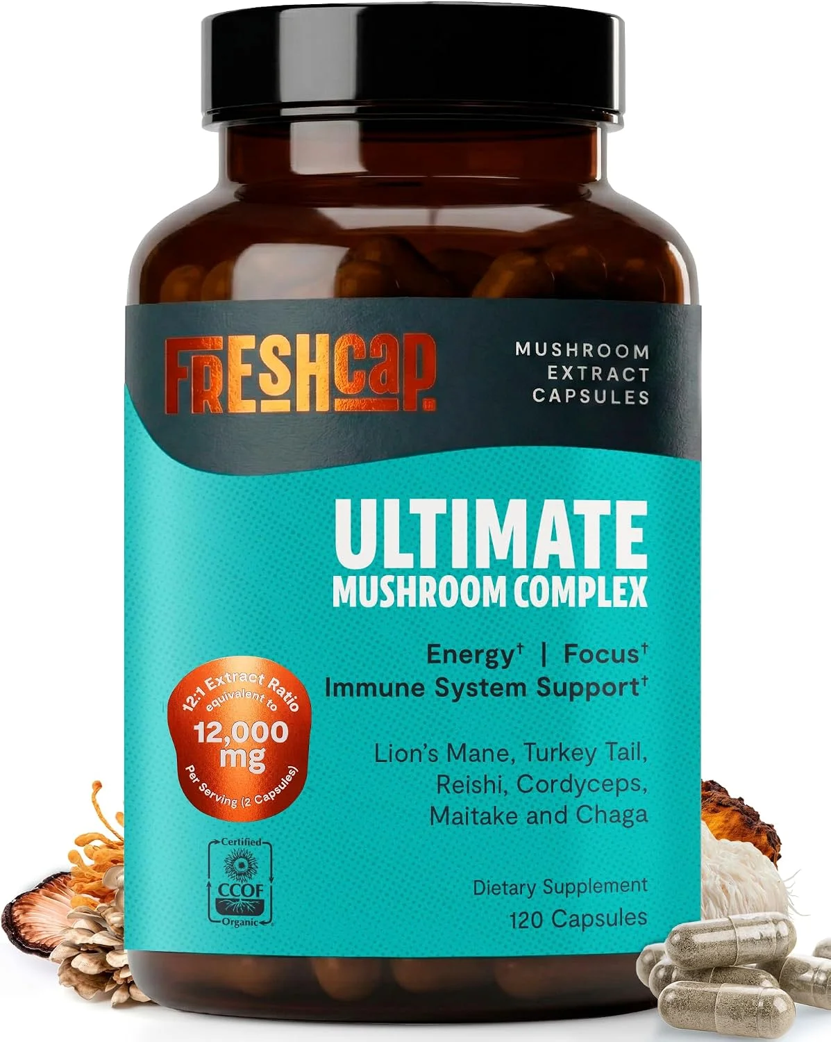Complejo de Seis Hongos Ultimate Mushroom Complex · 120 cápsulas